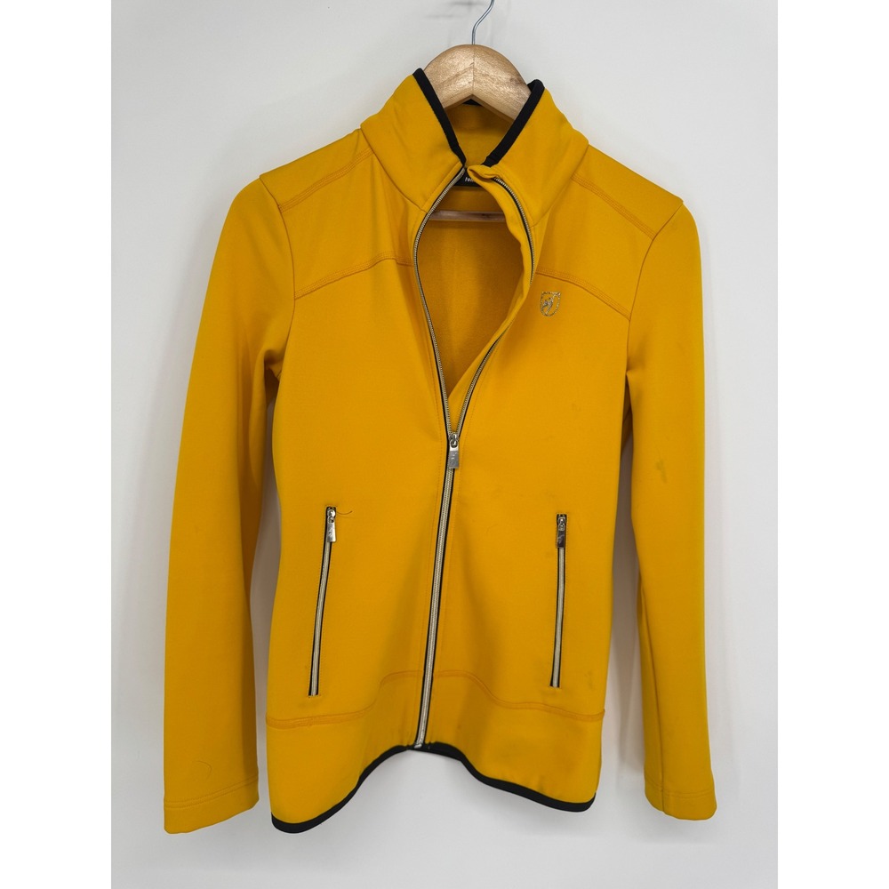 Toni Sailer Zip Up Ski Jacket Womens 4 Yellow Fleece Lined Mid Layer Gorpcore
